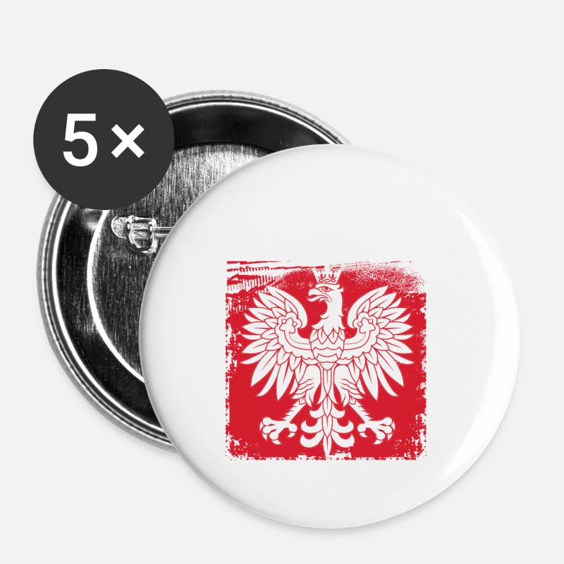 Poland - Buttons large 2.2''/56 mm (5-pack) - white