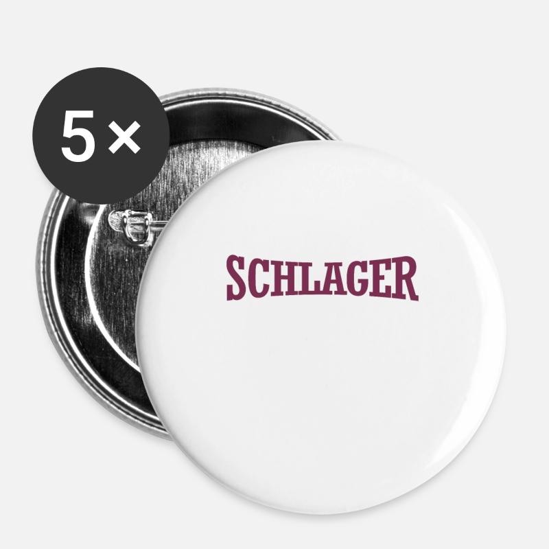 Ich liebe deutschen Schlager - Ultra - Geschenk - Buttons groß 56 mm (5er Pack) - Weiß