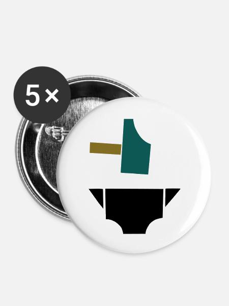 Hammer und Amboss - Buttons groß 56 mm (5er Pack) - Weiß