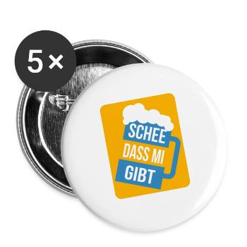Wiesn Tracht Volksfest saufen Maß Bier - Buttons groß 56 mm (5er Pack) - Weiß - Vorne