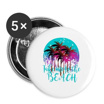 L’été, Emmène-moi à la plage - Lot de 5 grands badges (56 mm) - blanc - Devant