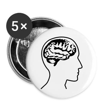 brain_head___f1 - Lot de 5 grands badges (56 mm) - blanc - Devant