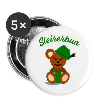 Steirerbua Steiermark Steirer Bua Kinder - Buttons groß 56 mm (5er Pack) - Weiß - Vorne