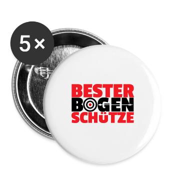 Bogenschießen Archery Pfeil und Bogen Bogenschütze - Buttons groß 56 mm (5er Pack) - Weiß - Vorne