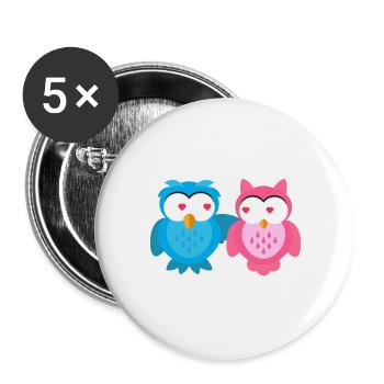 Kindermotiv verliebt Eulen Kindershirt Eule - Buttons groß 56 mm (5er Pack) - Weiß - Vorne