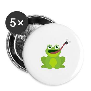 funny animal motif kids shirt frog catches fly - Buttons large 2.2''/56 mm (5-pack) - white - Front