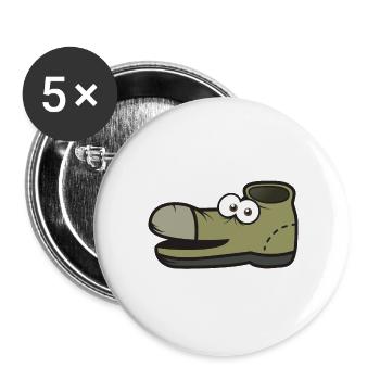 Kindershirt Schuhshirt Kindermotiv alter Schuh - Buttons groß 56 mm (5er Pack) - Weiß - Vorne