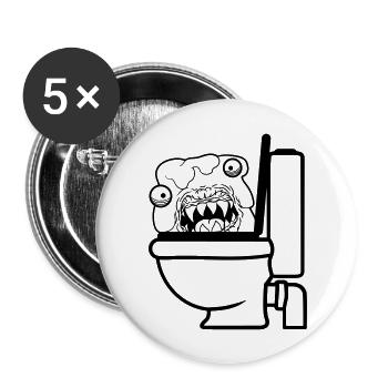 klo toilette scheisse kacke kot wc gefaehrlich baz - Buttons groß 56 mm (5er Pack) - Weiß - Vorne