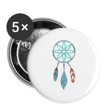 Boho Dreamcatcher Azure Blossom Jewelry - Buttons large 2.2''/56 mm (5-pack) - white - Front