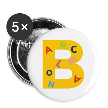 Barcelona T-Shirt  - Buttons groß 56 mm (5er Pack) - Weiß - Vorne