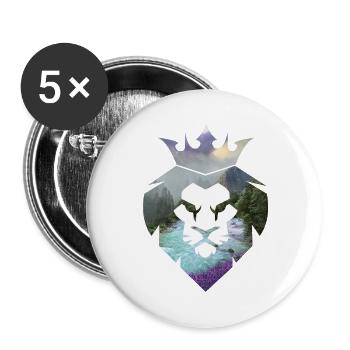 Löwe - Buttons groß 56 mm (5er Pack) - Weiß - Vorne