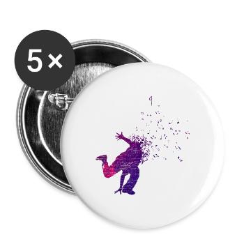 Street Dance - Buttons groß 56 mm (5er Pack) - Weiß - Vorne
