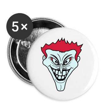 psycho psychopath verrueckt clown joker grinsen mu - Buttons groß 56 mm (5er Pack) - Weiß - Vorne