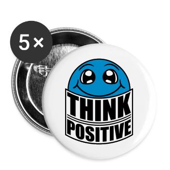 gesicht denken cool think positive positiv bleiben - Buttons groß 56 mm (5er Pack) - Weiß - Vorne