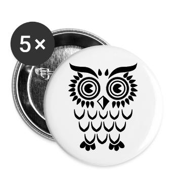 Owl Eule - Lot de 5 grands badges (56 mm) - blanc - Devant