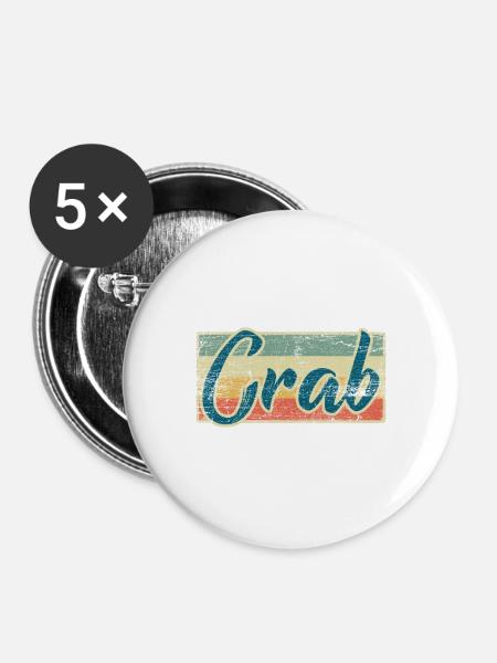 Krabbe - Buttons groß 56 mm (5er Pack) - Weiß