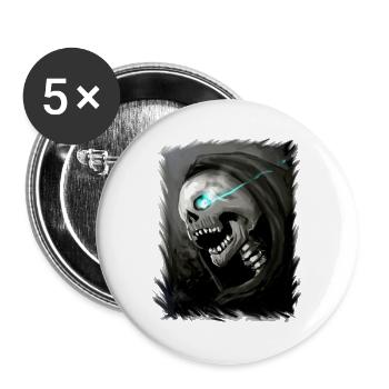 Totenkopf Halloween Tot Grim Reaper Sensenmann - Buttons groß 56 mm (5er Pack) - Weiß - Vorne