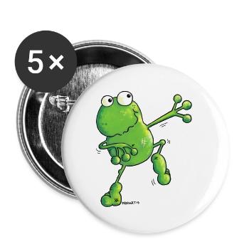 Green Power Frosch - Frösche - Buttons groß 56 mm (5er Pack) - Weiß - Vorne