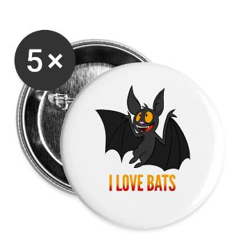 J'adore les chauves-souris - Lot de 5 grands badges (56 mm) - blanc - Devant
