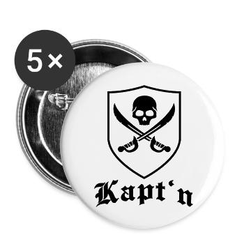 pirat_wappen_kaptin__f1 - Buttons groß 56 mm (5er Pack) - Weiß - Vorne