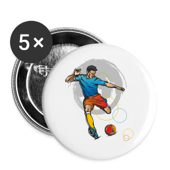 Fussball - Buttons groß 56 mm (5er Pack) - Weiß - Vorne