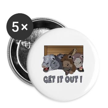Get it out! Donkey group Gift idea for crazy - Buttons large 2.2''/56 mm (5-pack) - white - Front