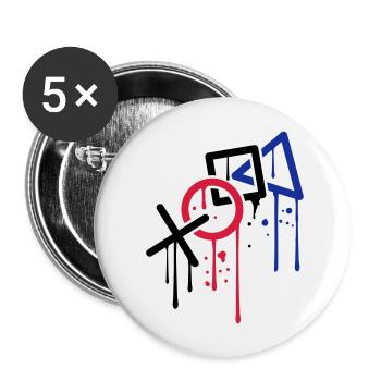 tropfen graffiti controller kontur cool X viereck - Buttons groß 56 mm (5er Pack) - Weiß - Vorne