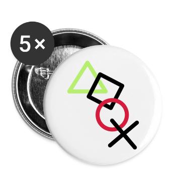 X viereck dreieck symbole controller game kreis lo - Buttons groß 56 mm (5er Pack) - Weiß - Vorne