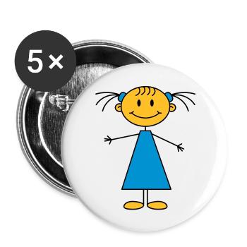 girl - Lot de 5 grands badges (56 mm) - blanc - Devant