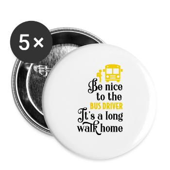 Busfahrer Geschenk - Buttons groß 56 mm (5er Pack) - Weiß - Vorne
