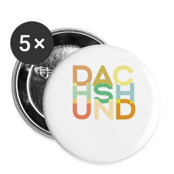 Dackelhund Hund Bunt - Buttons groß 56 mm (5er Pack) - Weiß - Vorne