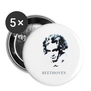beethoven exzentriker genie musik taub komponist f - Buttons groß 56 mm (5er Pack) - Weiß - Vorne
