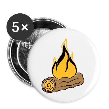 holz ast wald baum stamm holzscheid waldbrand bran - Buttons groß 56 mm (5er Pack) - Weiß - Vorne