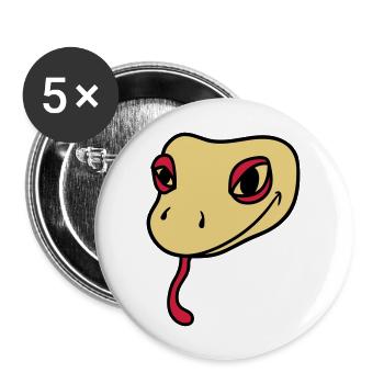 kopf gesicht gecko eidechse echse schlange reptil - Buttons groß 56 mm (5er Pack) - Weiß - Vorne
