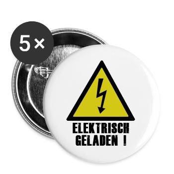 Elektrisch Geladen Warnsymbol - Buttons groß 56 mm (5er Pack) - Weiß - Vorne