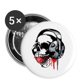 color skull music by dk - Buttons large 2.2''/56 mm (5-pack) - white - Front