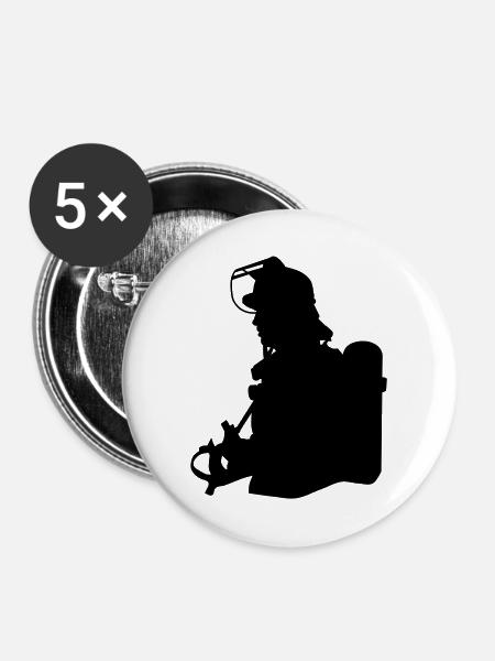Feuerwehrmann - Buttons groß 56 mm (5er Pack) - Weiß