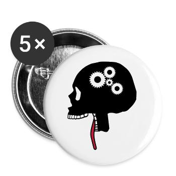 Skull, skull, super brain, teeth, head - Buttons large 2.2''/56 mm (5-pack) - white - Front