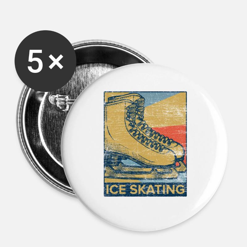 Retro ice skating skates - Buttons large 2.2''/56 mm (5-pack) - white