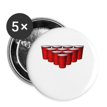 Beer pong 10 tasses - Lot de 5 grands badges (56 mm) - blanc - Devant