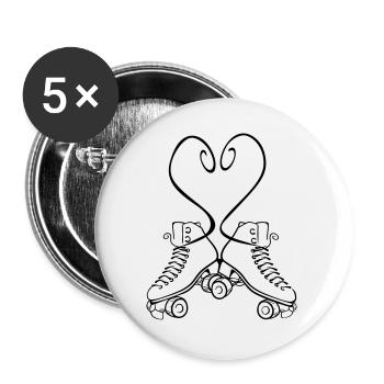 Rollkunstlauf Love Schnürsenkel Herz - Buttons groß 56 mm (5er Pack) - Weiß - Vorne