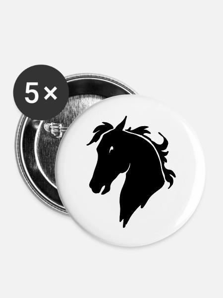 Pferdekopf - Buttons groß 56 mm (5er Pack) - Weiß