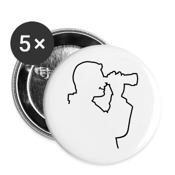 Un homme regarde à travers ses jumelles - Lot de 5 grands badges (56 mm) - blanc - Devant
