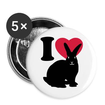 I love rabbits - J'aime des lapins - Lot de 5 grands badges (56 mm) - blanc - Devant