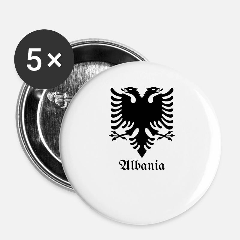 Albanian Eagle "Albanian Pride" - Buttons large 2.2''/56 mm (5-pack) - white