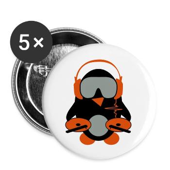 dj penguin - Buttons groß 56 mm (5er Pack) - Weiß - Vorne