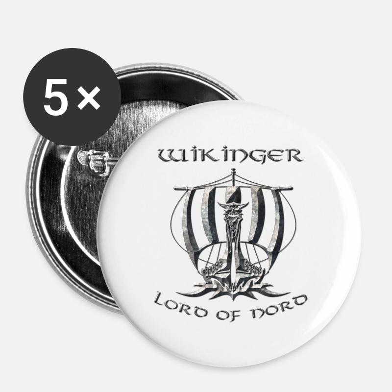 Wikinger 2 - Buttons groß 56 mm (5er Pack) - Weiß