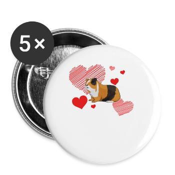 J’adore les cochons d’Inde - Lot de 5 grands badges (56 mm) - blanc - Devant