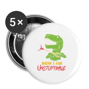 T-REX Witz Dinosaurier Tyrannosaurus Rex Geschenk - Buttons groß 56 mm (5er Pack) - Weiß - Vorne