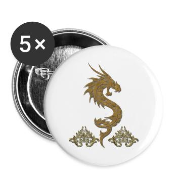 wunderbarer chinesischer Drache - Buttons groß 56 mm (5er Pack) - Weiß - Vorne